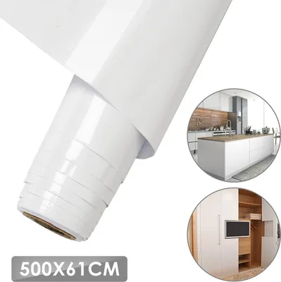 Produktbild von TolleTour Vinyltapete 5m x 61cm PVC selbstklebende Tapete , Wasserfest, für Küchen, Schränke, Fensterbänken, Wände, Türen, Möbel, Schlafzimmer, Wohnzimmer, Hintergrund Deko-Weiß