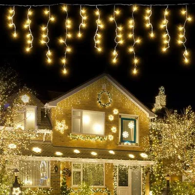 Zdjęcie produktu dla Światełka LED – dekoracyjna girlanda świetlna – oświetlenie zewnętrzne – z funkcją timera – 5 metrów, 200 diod LED – ciepła biel