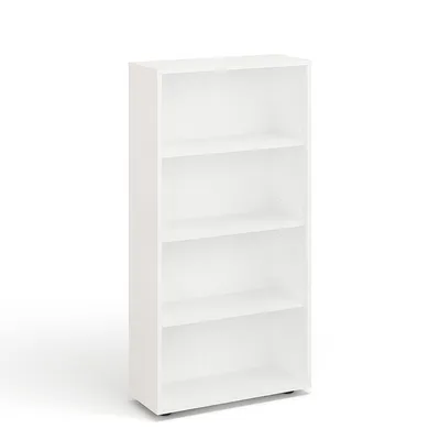 Produktbild von KOMTO Bücherregal  60 cm breit, Weiß, Bücherregal mit 4 Ebenen und Höhenverstellbaren Böden, Standregal, Lagerregal, Bücherregal Lumo 60 x 120 x 24 cm