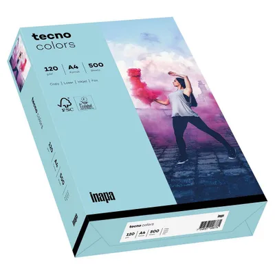 Produktbild von inapa 2100011352 Multifunktionspapier tecno® colors - A4, 120 g/qm, mittelblau, 250 Blatt