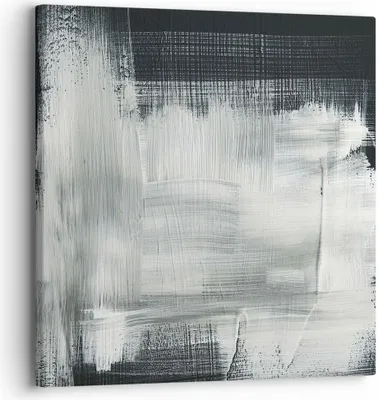 Produktbild von Bild auf Leinwand - Leinwandbild - Einteilig - Abstraktion Schwarz Weiß - 30x30cm - Wand Bild - Wanddeko - Wandbilder - Leinwanddruck - Bilder - Wanddekoration - Leinwand bilder - AC30x30-4173