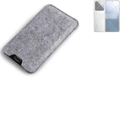 Produktbild von K-S-Trade Filz Handyhülle kompatibel mit Xiaomi 14 Schutzhülle Filztasche Filz Tasche Case Sleeve Handy Hülle Filzhülle grau