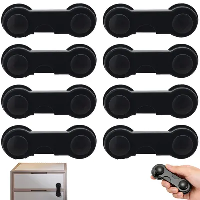 Kindersicherung Schrank 8 Stück Schwarz 9x3,5cm Kleber ohne Bohren