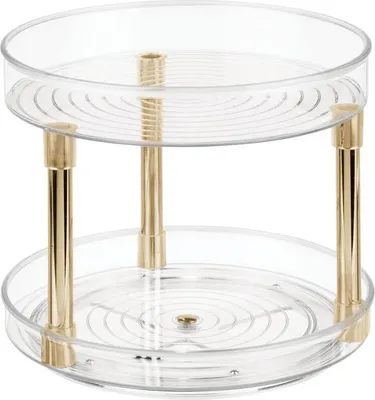 Produktbild von Drehbares Kosmetiktablett Ablage Organizer rund mDesign durchsichtig/Messing