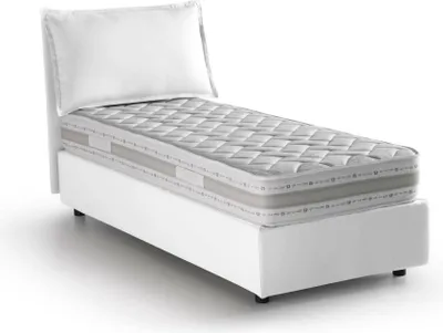 Produktbild von Einzelbett Rossella, Containerbett mit Stoffbespannung, 100%  Italy, Frontöffnung, inklusive Matratze 80x200 cm, Weiß