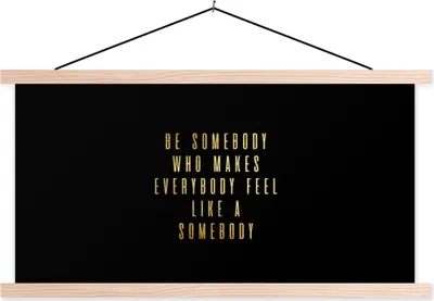 Produktbild von MuchoWow® Textilposter Zitate - Sprichwörter - Gold - Schwarz 60x30 cm mit holzfarbenen Rahmen - Dekoration