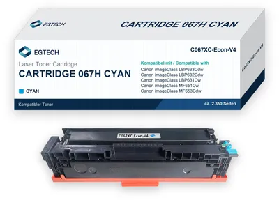 Produktbild von Toner kompatibel mit Canon Cartridge 067H Cyan Cyan imageClass LBP633Cdw MF651Cw