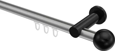 Produktbild von Interdeco Innenlaufstange / Gardinenstange mit Innenlauf Silbergrau / Schwarz, Typ Platon Luino (Kugel), 20 mm Ø 1-läufig, 420 cm