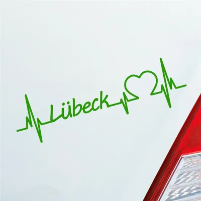 Produktbild von Auto Aufkleber Lübeck Herz Herzschlag 19x6 cm Hellgrün Sticker Heckscheibenaufkleber
