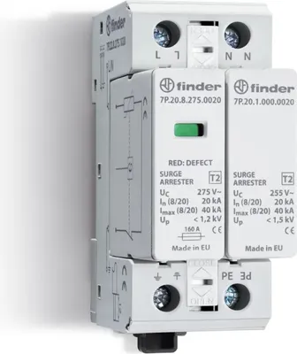 Produktbild von Finder Überspannungsableiter SPD Typ 2 1-phasig Varistor+Funkenstr