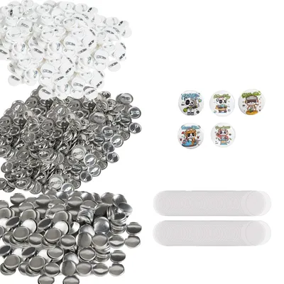 Produktbild von VEVOR 500 Sets 1 Zoll 25mm Pin-Back-Button-Teile, DIY Runde Button-Abzeichen-Teile, Set enthält Metalloberteil, Kunststoff-/Metall-Button, klare Folie und leeres Papier für Geschenke, Maschine NICHT enthalten, 25 mm