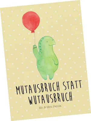 Produktbild von Mr. & Mrs. Panda Postkarte Schildkröte Luftballon - Gelb Pastell - Geschenk, Ansichtskarte, Postkarten, Motivation, bildkarte, Mutausbruch, Schildkröten, Grußkarte