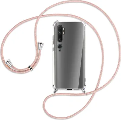Produktbild von Handykette Backcover-Schutzhülle mit Band (Metall silberfarben) für Xiaomi Mi Note 10 (Pro) - roségold