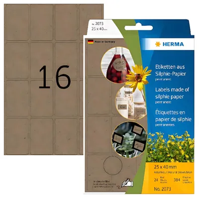 Image de Herma HERMA 2073 étiquette autocollante Rectangle arrondi Permanent Marron 384 pièce(s)