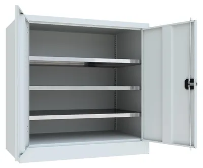 Produktbild von STIER Flügeltürenschrank, 1000x1000x600 mm, 2 Böden verzinkt, RAL 7035