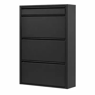 Produktbild von Alveon Schuhkipper Metall 3+1 schmal 51 x 15 x 117 cm - Schwarz