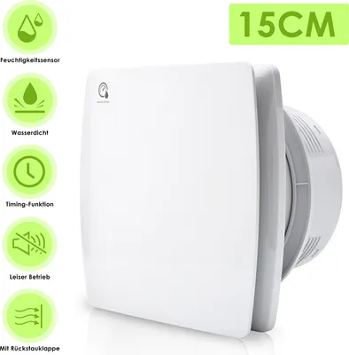 Produktbild von Jopassy Badlüfter 150mm Ventilator Timer CE Feuchtesensor Rohrlüfter Mit Rückflussleitblech