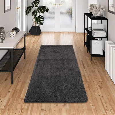 Produktbild von Luxus Läufer Hochflor Langflor Teppich Milano Anthrazit, Größe:80x200 cm