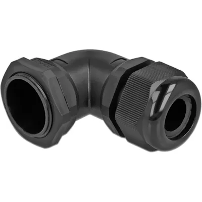 Produktbild von DeLOCK Kabelverschraubung 90° gewinkelt PG29 schwarz, Schwarz, Kunststoff, 1 Stück(e), Abgewinkelt, PG29, 1,1 cm