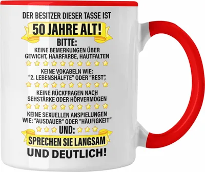Produktbild von Trendation - 50. Geburtstag Männer Tasse Geschenk Geschenkidee 50er Geburtstag Spruch Perfektion Vater Papa Lustiger Spruch Witzig (Rot)