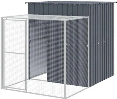 Image de Grande volière pour poules en acier galvanisé – Cage résistante aux intempéries avec toit – 165 x 251 x 181 cm