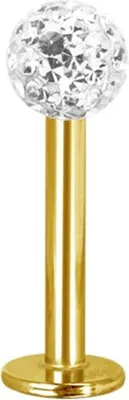 Produktbild von Karisma Gold Edelstahl Labret Tagus Piercing Sealed mit Kristall Elements 3mm Weisse Kugel Epoxyharz Stärke 1,2mm - 8.0 Millimeter