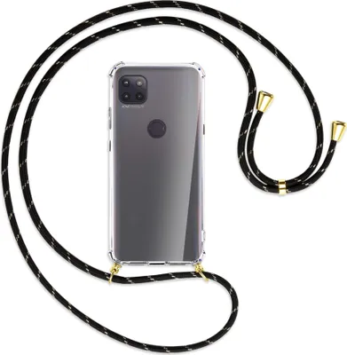 Produktbild von Handykette Backcover-Schutzhülle mit Band (Metall goldfarben) für Motorola Moto G 5G - schwarz/gold