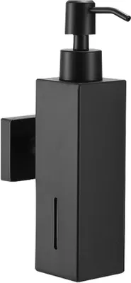 Produktbild von Unyqoos® Wand-Seifenspender 160 ml aus Edelstahl, schwarz – wandmontiert mit ABS-Pumpkopf, platzsparend für Küche & Bad
