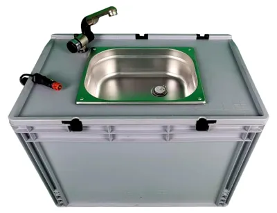 Produktbild von 12 V mobile Spüle Spülbecken Handwaschbecken autark Camping Gastro in Eurobox