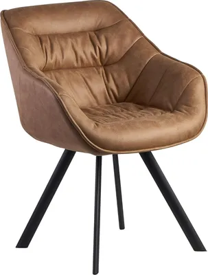 Produktbild von Esszimmerstuhl - Beige Suede-Look Gepolstert - Schwarze Beine - Moderne Schalenstuhl mit Armlehnen - Design Stoffbezug