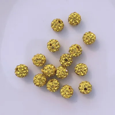 Obrázok produktu pre Shamballa korálky, trblietavé, 10 mm, 10 kusov, žlté
