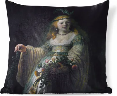 Produktbild von MuchoWow® Zierkissen Sofakissen Wohnzimmer Dekokissen 45x45 cm Saskia von Uylenburgh - Gemälde von Rembrandt van Rijn - Schlafpolster - Polster für das Sofa