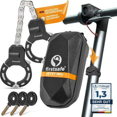 Produktbild von firstsafe® E Scooter Schloss - Handschellenschloss für E Roller | Fahrradschloss diebstahlsicher & mit Silikonschutz