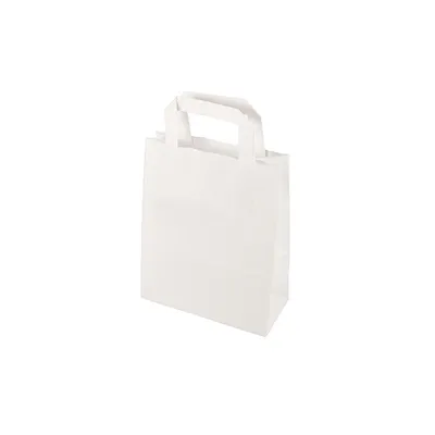 Obrázek produktu pro 50 odnosných sáčků, papír 22 cm x 18 cm x 10 cm, bílé s uchem pro přenášení
