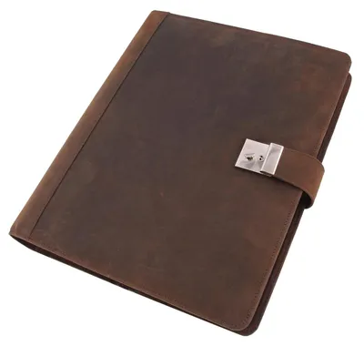 Produktbild von DIN A4 Dokumentenmappe mit Schloss, Organizer mit 6 Fächern, Hunter Leder-Meetingmappe, Ringbuch, Präsentationsmappe ca. 36 x 28 x 4,5 cm, grau