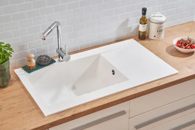 Produktbild von Einbauspüle Küchenspüle Spüle Granit Mineralite 86 x 50 Weiß Respekta Denver