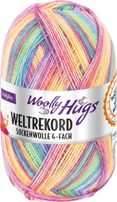 Produktbild von Woolly Hugs Weltrekord Sockenwolle 4-fädig 75% Schurwolle/25% Polyamid 420m/100g  01 | rainbow