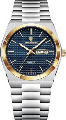 Produktbild von Herren Business Armbanduhr aus Edelstahl mit Datums- und Wochentagsanzeige, Leuchtzeiger, Wasserdichte Quarzuhr Elegant