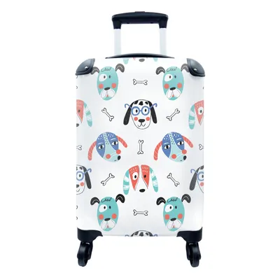 Produktbild von MuchoWow® Koffer Handgepäck Trolley Rollkoffer Kleine Reisekoffer mit 4 Rollen - Jungen - Muster - Hund - Cabin Size < 55x40x23 cm & 55x40x20 cm - Fotokoffer - Kabinenkoffer - Boardgepäck - Reise-Box - Reisekoffer - Reisegepäck - Koffer mit Bild - Trolley für Kinder