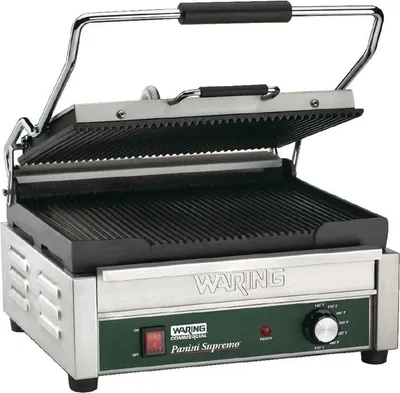 Image de Gril de contact Waring WPG250E avec plaques nervurées pour le marquage des aliments