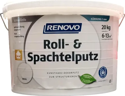 Produktbild von 20kg Renovo Roll-& Spachtelputz 1mm Weiß für innen