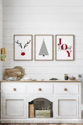 Image de Wallity, Nwyearmdl15, Tableau décoratif encadré (3 parties), multicolore, bois, 33 x 48 cm