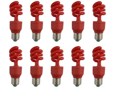 Produktbild von 10x Energiesparlampe Glühlampe E27 Fassung 13W 13 Watt ersetzt 65 Watt Farbe Rot