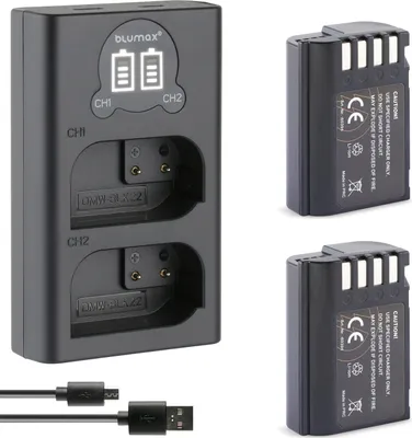 Produktbild von 2x Akku + LCD Lader für Panasonic DMW-BLK22 Lumix DC S5 G9 GH5 II GH6 2250mAh