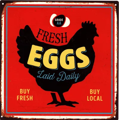 Immagine prodotto di Moritz retro segno decorativo di latta Uovo fresco Uova fresche di gallina idea regalo in metallo design vintage per la decorazione