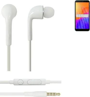 Produktbild von K-S-Trade Kopfhörer Headset kompatibel mit Huawei Y5p mit Mikrofon u Lautstärkeregler weiß 3,5mm Klinke Kabel Headphones Ohrstöpsel Ohrstecker