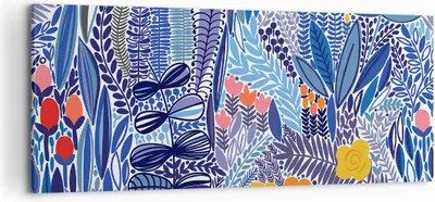 Produktbild von Bild auf Leinwand - Leinwandbild - Blumen Blätter Illustration Tropen - 120x50cm - Wand Bild - Wanddeko - Leinwanddruck - Bilder - Kunstdruck - Leinwand bilder - Wandkunst - AB120x50-2944