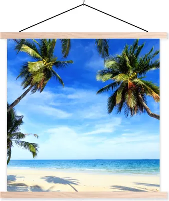 Produktbild von MuchoWow® Textilposter Palmen - Strand - Meer 40x40 cm mit holzfarbenen Rahmen - Posterleiste