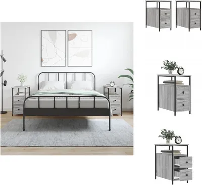 Image de vidaXL Tables de nuit 2 pcs. Gris Sonoma 30x60x60 cm Bois composite - Tables de chevet