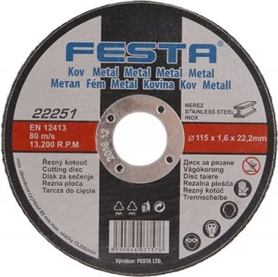 Zdjęcie produktu dla Tarcza tnąca FESTA do metalu 115x1,6x22,2 mm